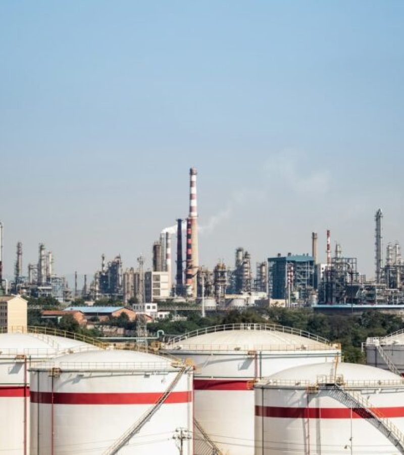 petrochemical complex and storage tanks